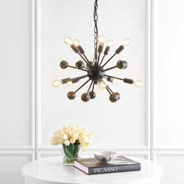 Orbit 19.5" Adjustable Iron Modern Industrial Sputnik LED Chandelier - JONATHAN Y